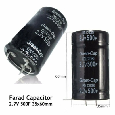 1/2/6/10pcs Black 2.7V Farad Capacitor 500F 35*60MM Super 2.7V 500F Capacitor