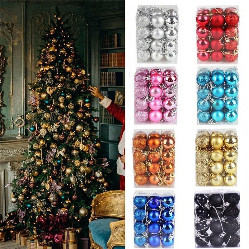 24x Christmas Ornaments for Xmas Tree Shatterproof Christmas Tree Hanging