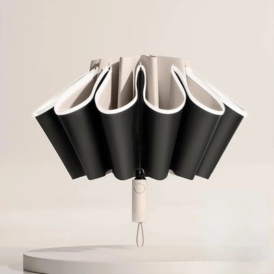Windproof UV Umbrella with Reflective Stripe - Fully Automatic Reverse Folding
