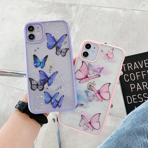 For iPhone 12 11 Pro Max XS XR 7 8 Cute Butterfly Bling