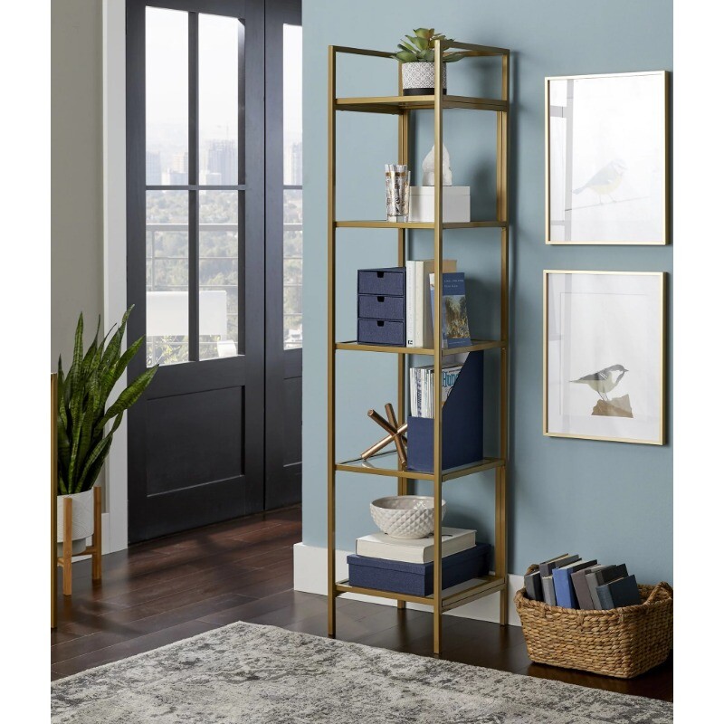 Narrow Bookcase Versatile Storage & Display Space Tall Bookshelf Shelves Storing