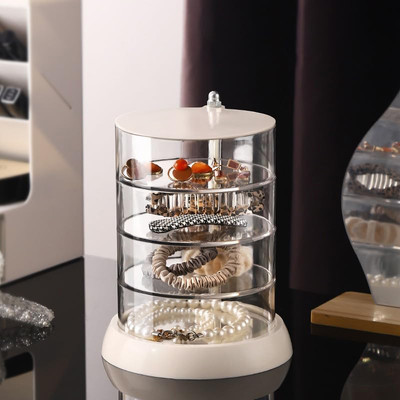 360° Rotating Hair Accessories Organizer 4Layer Acrylic Jewelry Box for headband