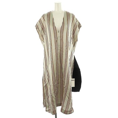 [Used in Japan] Jil Sander Striped Satin Side Slit Sleeveless Dress Long Length