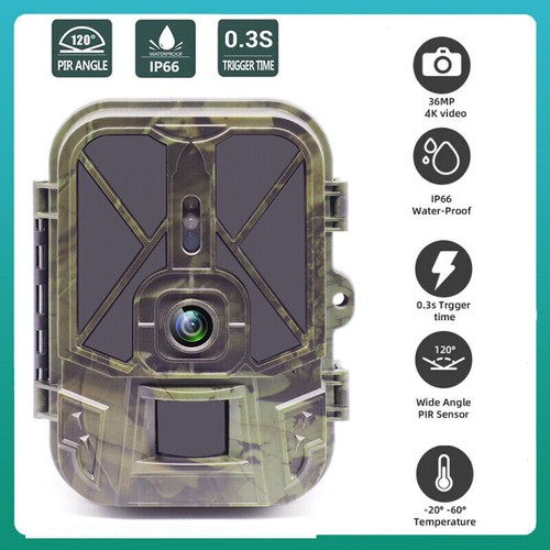 50MP Wildlife Trail Camera 4K Game Hunting Cam Built-in 10000mAH Lithium Battery