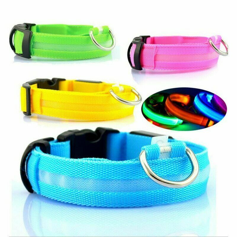 LED Light Dog Collar Reflective Safety Adjustable Flashing Pet Night Glow