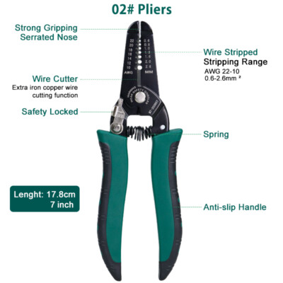 Self Adjusting Insulation Wire Stripper Cutter Crimper Cable Stripping Tools 8''