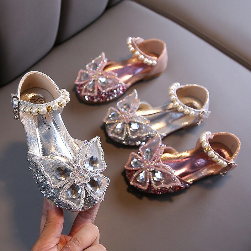 Mädchen Spitze Bogen Kinderschuhe Pearl Princess Tanzschuhe Party Hochzeitsschuh