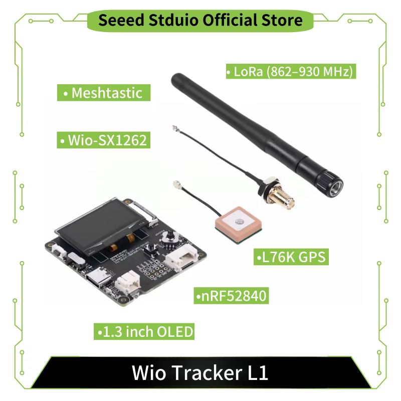Wio Tracker L1 with 1.3 inch OLED, Meshtastic Node Wio-SX1262, LoRa 868 MHz 915