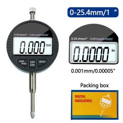 Digital Dial Indicator 0.01mm/0.0005'' Probe Gauge Range 1''/0-25.4mm Measuring