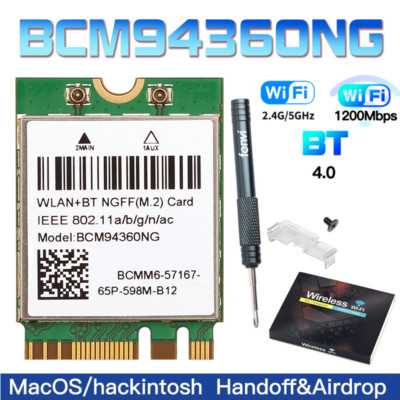 Dual Band BCM94360NG Hackintosh Wifi Bluetooth Card Dual Band Wireless Adapter