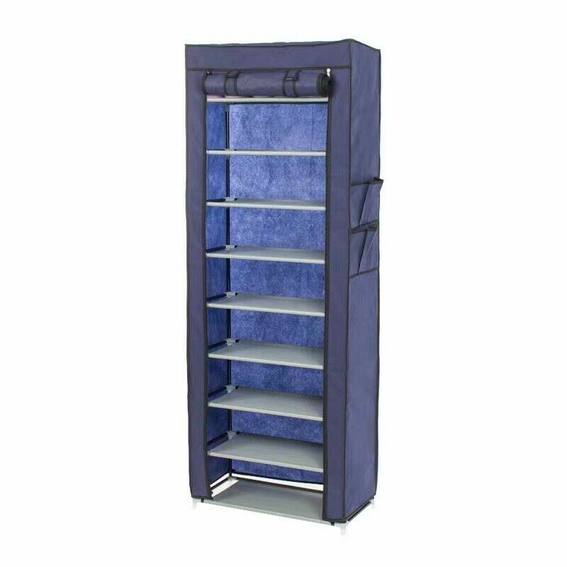 10 Layer 9 Shelf Shoes Cabinet Storage Organizer Shoe Rack Dustproof Standing