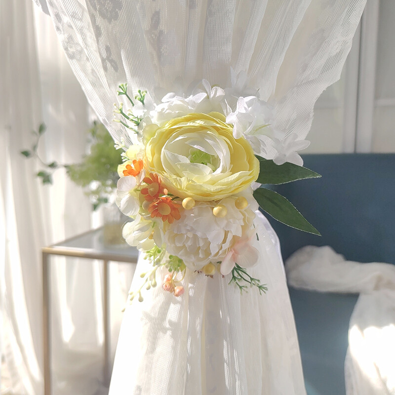 1pcs/1pair Artificial Flowers Window Tie Backs Home Curtain Tiebacks Decoration