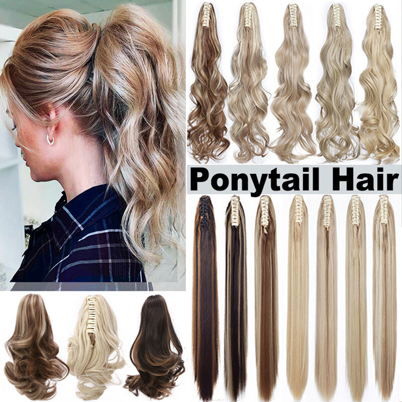 NEW 100 Real Claw Clip On Ponytail as Human Hair Extensions Long Thick