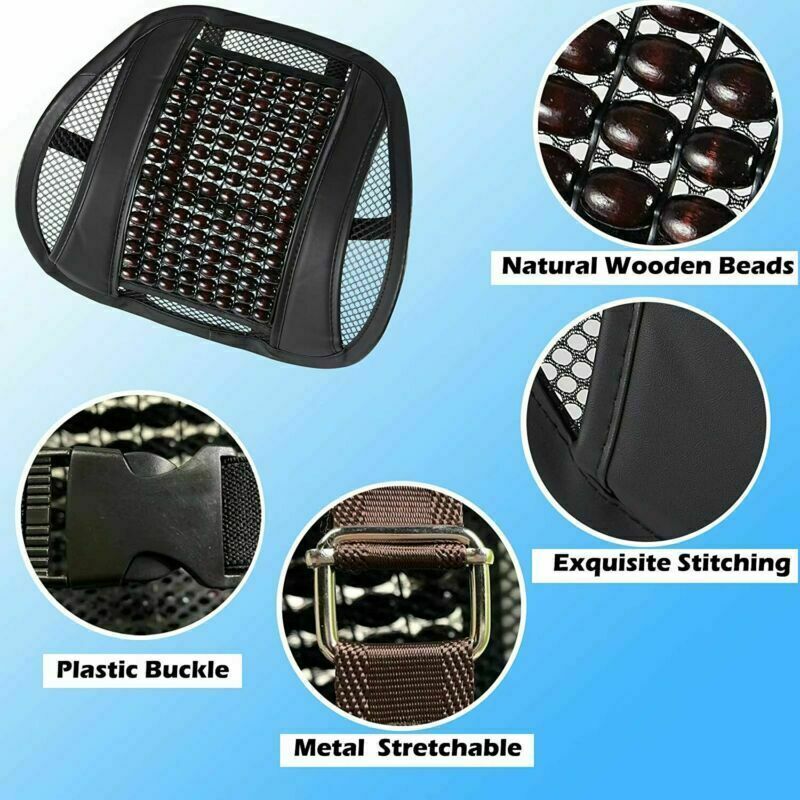 Lumbar Support Pillow for Office Chair Car Seat Wooden Bead Back Support Cushion