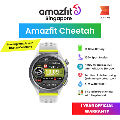 Amazfit Cheetah Round Smartwatch, Music Storage, AI-powered Zepp Coach™