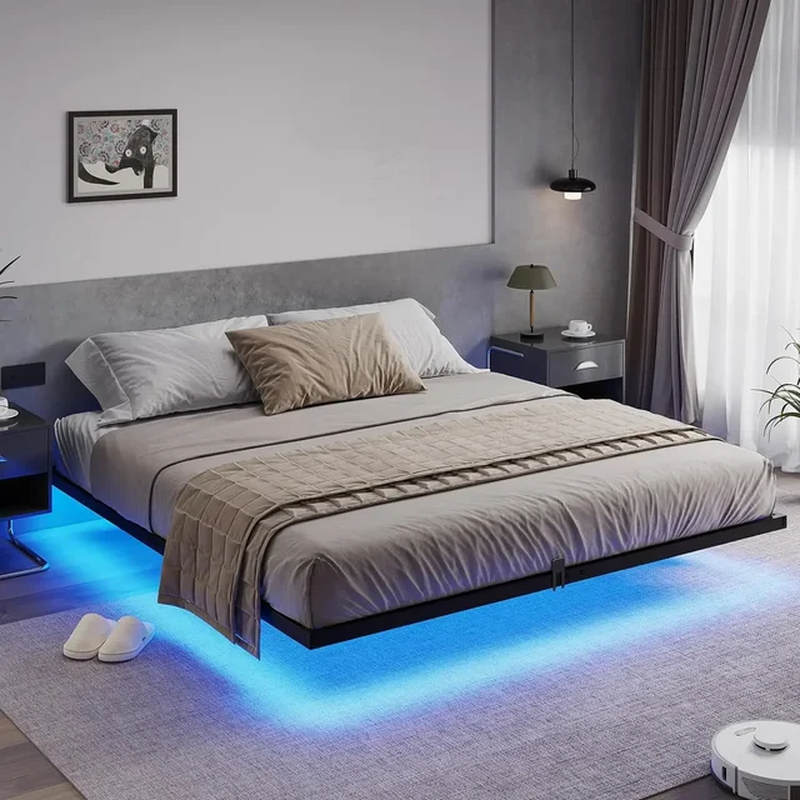With Color Changing Led Lights Platform Bed Queen King