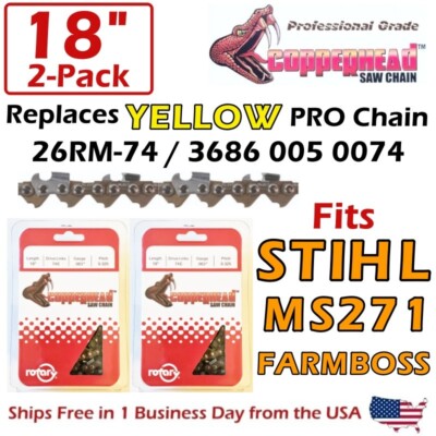 COPPERHEAD 2-Pk 18'' PRO Saw Chains for STIHL 029 MS271 261 291 26RM-74 .325 .063