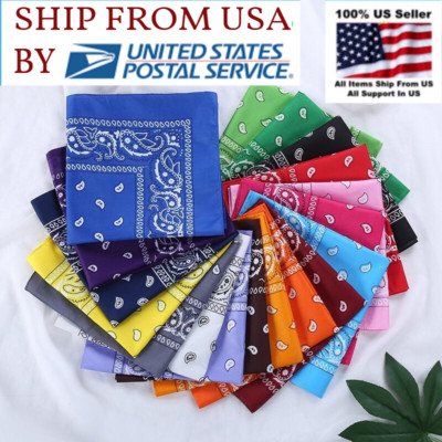 Lot 6/12 Wholesale Paisley Print Bandana 100% cotton Head Warp Scarf Face Mask 