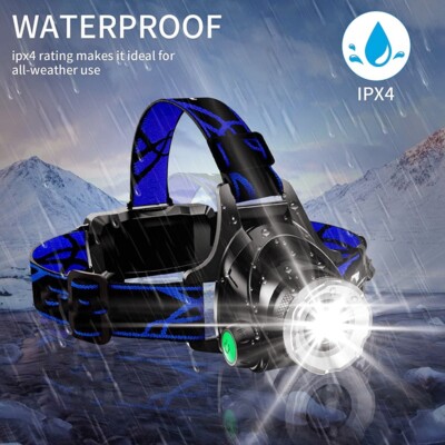 25000LM LED Headlamp Rechargeable Headlight Zoomable Head Torch Lamp Flashlight