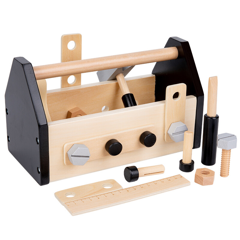 Tool Kit for Kids, Wooden Tool Set for Toddler, Construction Tool Box Toy Age 3+