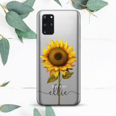 Custom Name Sunflower Minimalist Case For Samsung Note 20 S20 S21 S22 S23 S24 FE