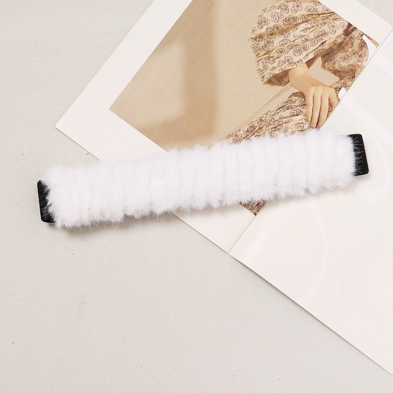 Ladies American Vintage Style Furry Belt Girl Faux Fur Elastic Waist Band Plush