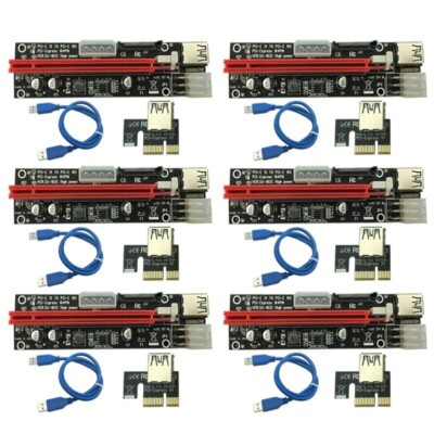 New 24 Pack PCI-E GPU Riser 16X to 1X SATA 15-Pin 6-Pin 4-PIN Molex VER103C/D