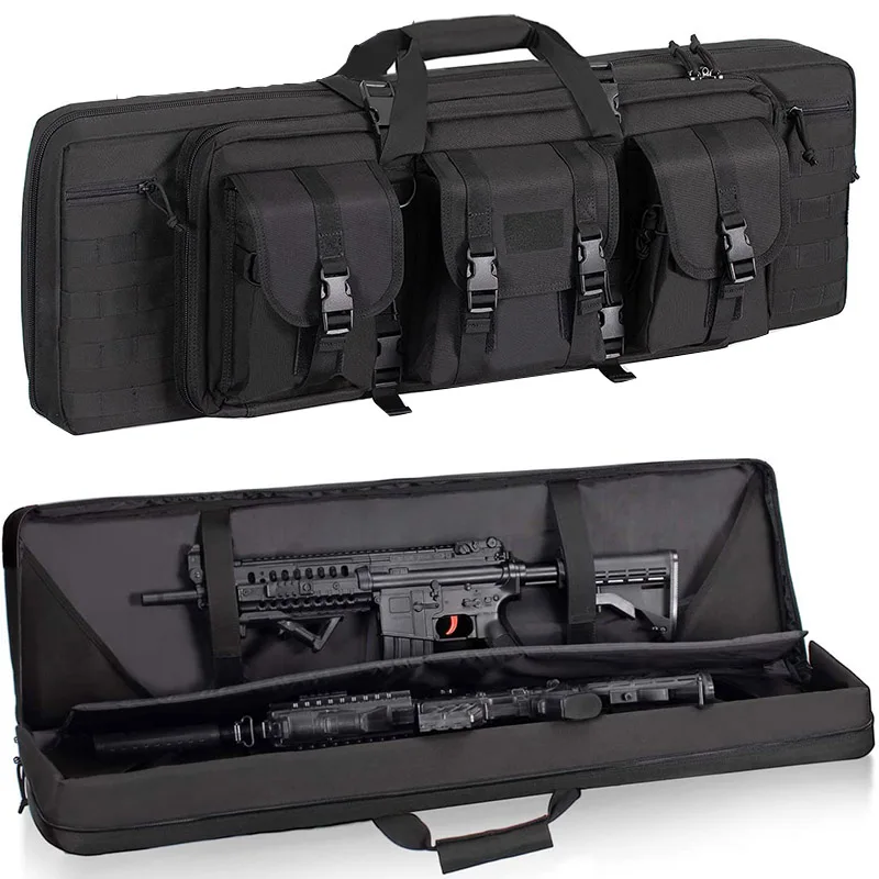 Tactical Double Rifle Bag Gun Range Padded Soft Case Carbine Backpack Carry Bag