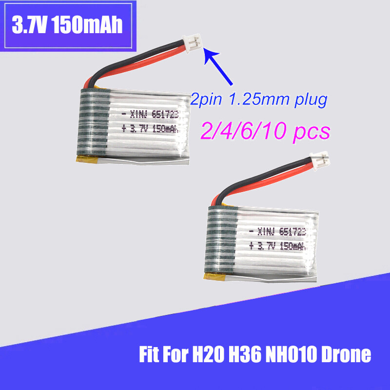 3.7V 150mAh 25C Li Polymer Battery 2P 1.25mm 651723 for JRC 
