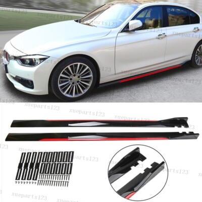 Black+Red Sporty Side Skirts Rock Panel Splitter For BMW 3 series F10 F30 F80
