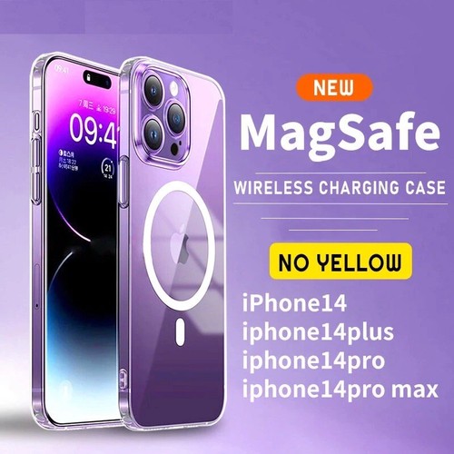 Cover Magnetica per iPhone 13 /iphone 14 6,1 Pollici, con 3 Pezzi Vetro Temperato Pellicola Protettiva e Strumento di Installazione Facile, PC+ TPU Compatibile con MagSafe Custodia - Trasparente