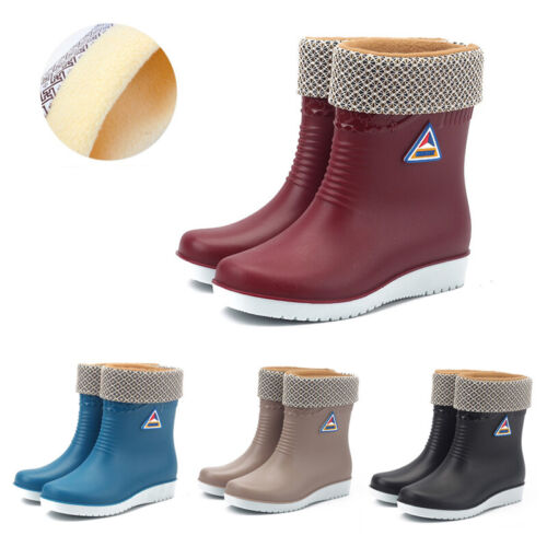 Damen Regenstiefel Gummistiefel warm gefüttert Stiefel Schuhe für Garten Arbeite