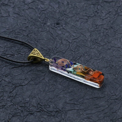 7 Chakra Crystal Orgone Energy Generator Pendant Copper Coil Orgonite Necklace