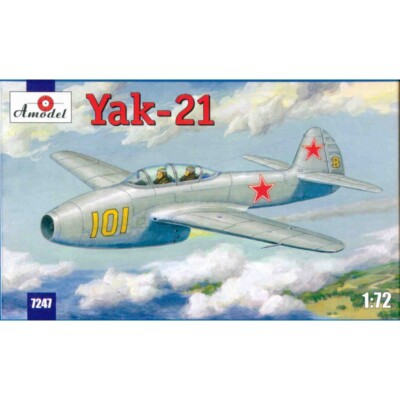 Amodel 7247 Plastic model airplane kit Scale 1:72 Yak-21 Soviet jet fighter