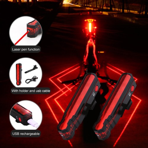 5 LED Bike Tail Light USB Rechargeable Bicycle Rear Light Night Cycling Lamp ST