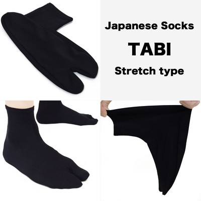 Japanese Traditional TABI Socks Kimono Stretch type Black from JAPAN