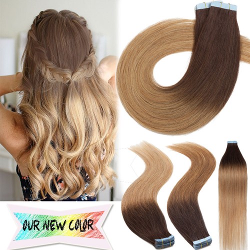 CLEARANCE Tape In Remy Human Hair Extensions Skin Weft Full Head US Stock 80PCS