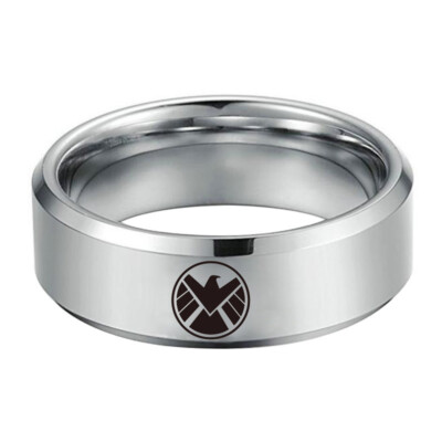 8mm Agents of S.H.I.E.L.D Rings Stainless Steel Band Titanium Mens Jewelry Gifts