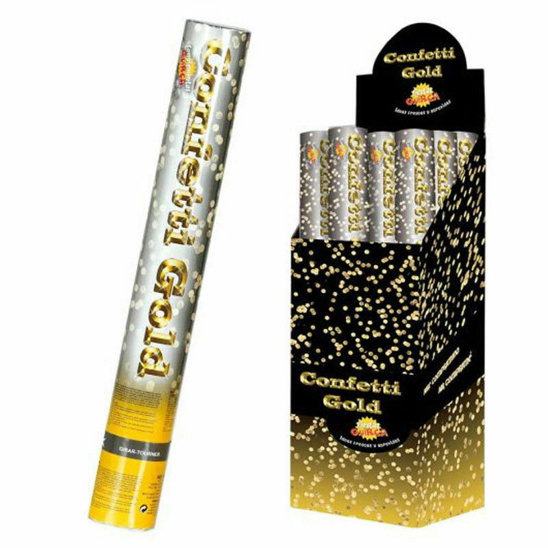 Set 12 Tubo Spara Coriandoli Dorati Oro Cannone Feste Compleanni Party dfh