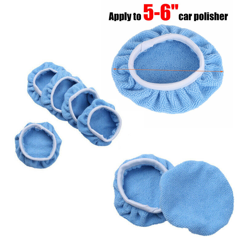 5pc 5-6inch Auto Car Elastic Polisher Pads Waxing Polishing Bonnet Buffing Cover