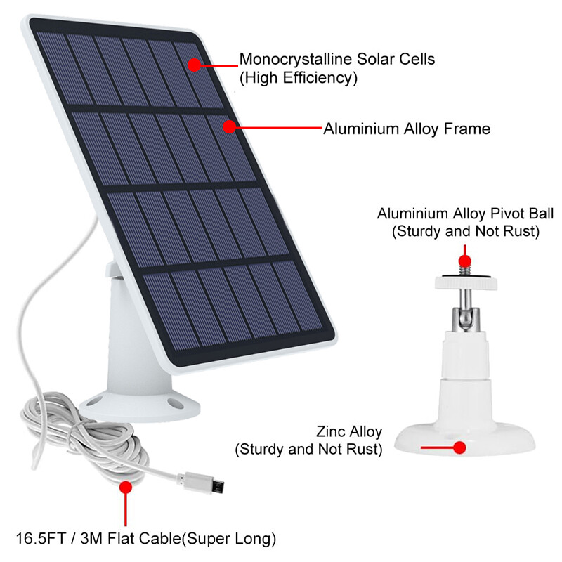 4W Solar Panel for Ring,Blink,Eufycam,Wyze,Reolink Rechargeable Battery Camera