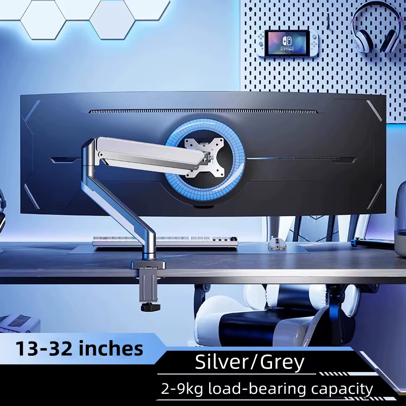 Adjustable Single Monitor Mount, Tilt Rotation Swivel Gas Monitor Arm, with Clam