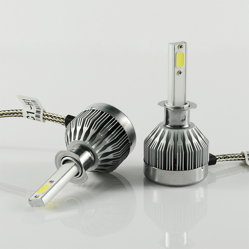 Coppia Lampadine Auto Moto Cob C1 H7 Led 3800lm 60w 6000k Bianco Freddo Linq