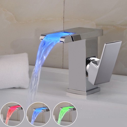 Waschtischarmatur Waschbecken Wasserhahn Badarmatur Armatur mit LED RGB