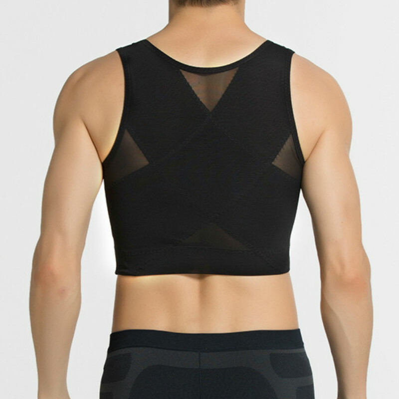 Men Basic Undershirt Body Shaper Buckle Crop Tank Top Vest Corset Shapewear Slim
