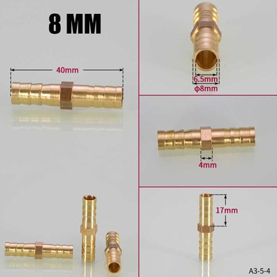 Brass Hose Straight Joiner Splitter Connector Air Fuel Tubing Water Pipe 5~25mm