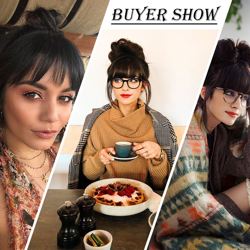 Neat Bangs Clip in on Fringe Hair Extensions Thick Thin As Human Front Hairpiece