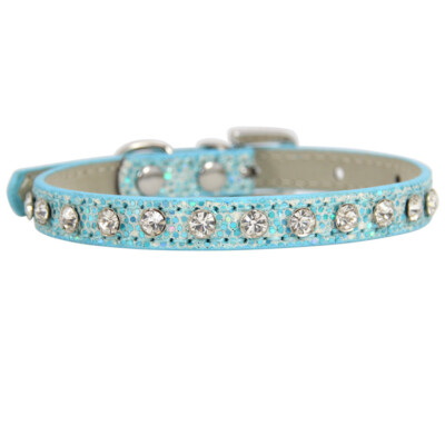 Cat Collar Small Dog Puppy Diamante Kitten Crystal Rhinestone Bling PU Leather