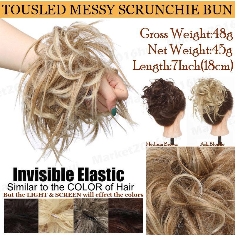 Brown Messy Bun Hair Piece Scrunchie Updo Curly Hair Extensions