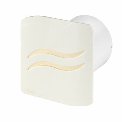 Bathroom Extractor Fan 100mm with Timer Humidity Sensor Cream / Gold Wave Panel